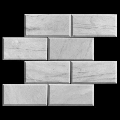 Carrara Marble Italian White Bianco Carrera 6x12 Marble Subway Tile Beveled Honed