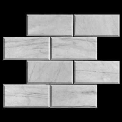 Carrara Marble Italian White Bianco Carrera 6x12 Marble Subway Tile Beveled Polished